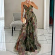 Elegant Painted Floral V-Neck Maxi Dress