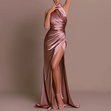 Elegant Sleeveless Slit Maxi Dress with Hidden Pocket