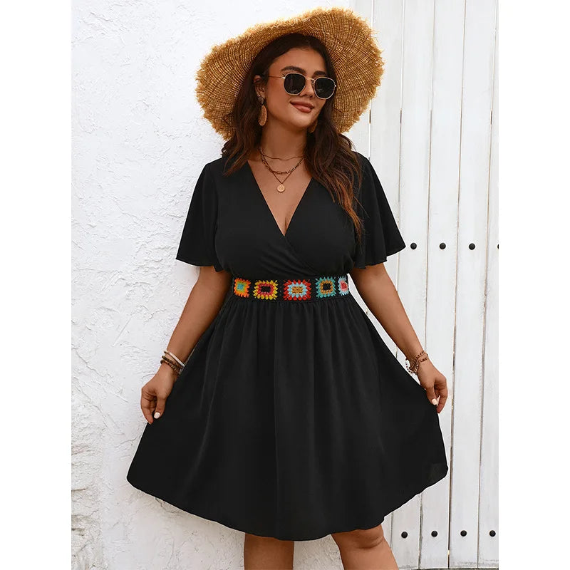 Embroidered Ruffle Mini Dress
