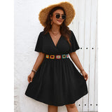 Embroidered Ruffle Mini Dress