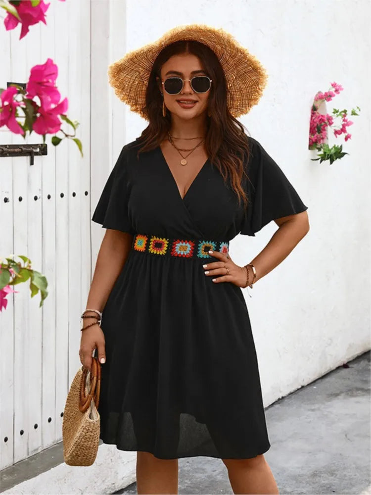Embroidered Ruffle Mini Dress 1