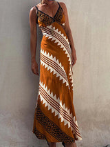 Ethnic Print Satin Maxi Dress with Smocked Back – Exclusive Style 2