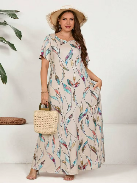 Feather Print Plus Size Dress 3