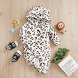 Flannel Baby Romper with Hood – Leopard Print Winter Suit
