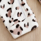 Flannel Baby Romper with Hood – Leopard Print Winter Suit  3