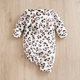 Flannel Baby Romper with Hood – Leopard Print Winter Suit back