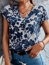 Floral V-Neck Batwing Blouse 1