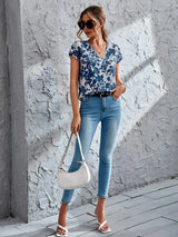 Floral V-Neck Batwing Blouse 4