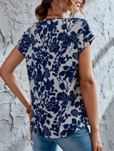 Floral V-Neck Batwing Blouse Back