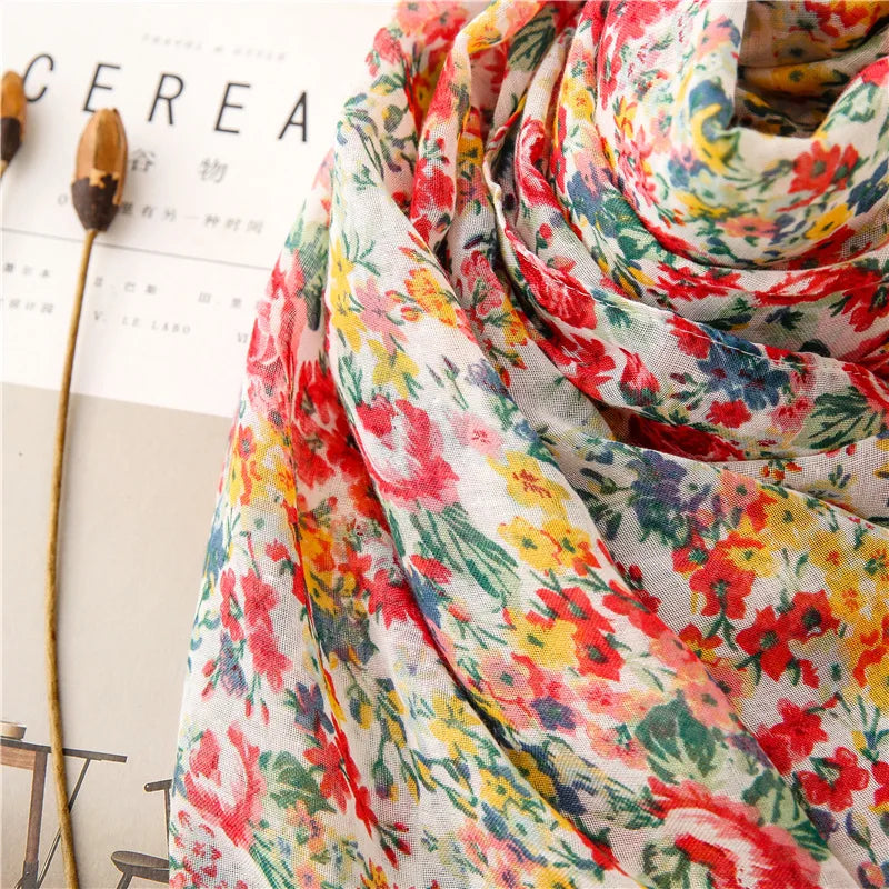Xenia | Polka Floral Viscose Fringe Scarf Bianca Australia