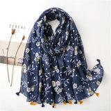 Xenia | Polka Floral Viscose Fringe Scarf Bianca Australia