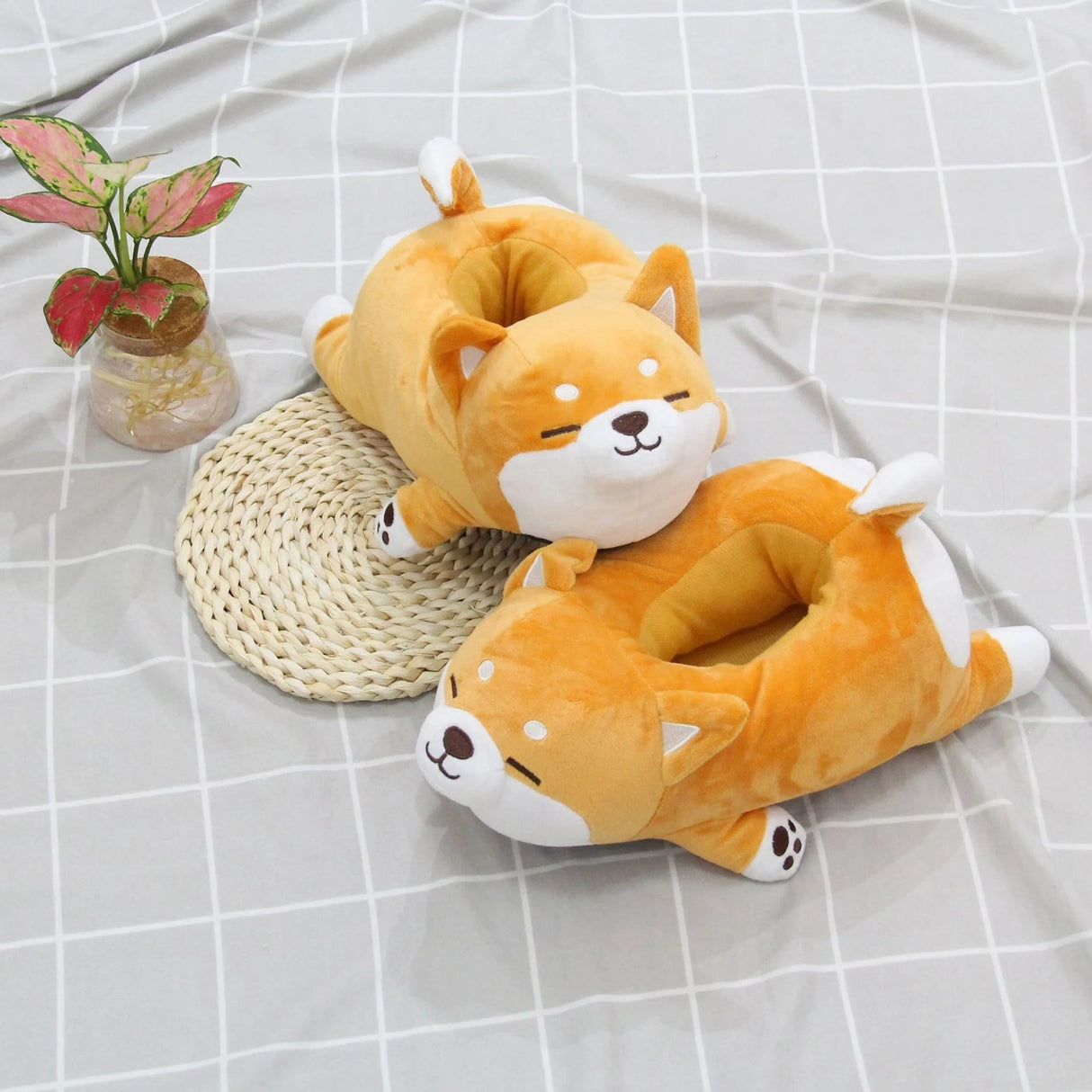 Shiba Inu Plush Slippers Bianca Australia