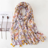 Xenia | Polka Floral Viscose Fringe Scarf Bianca Australia