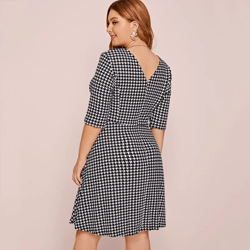 Houndstooth Curve Dress 3
