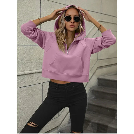 Ivy Half-Zip Cropped Hoodie