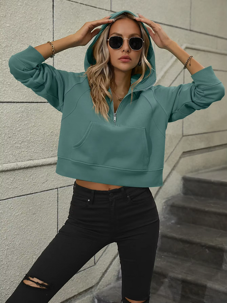 Ivy Half-Zip Cropped Hoodie 1