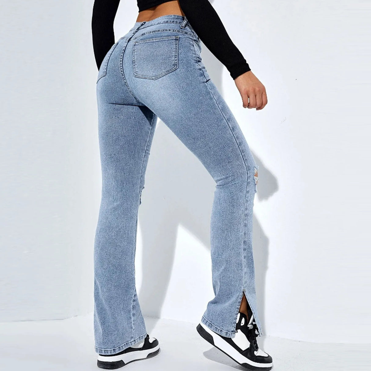 Jade Side-Slit Ripped Skinny Jeans 2