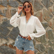 Lace V Neck Jacquard Chiffon Top