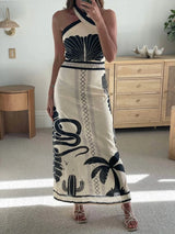 Maxi Dress Ethnique Élégante – Halter Slim Fit