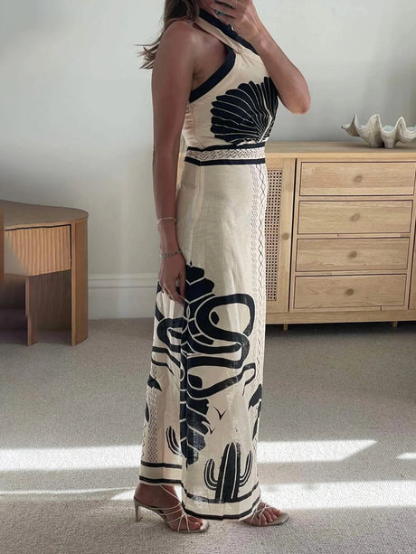 Maxi Dress Ethnique Élégante – Halter Slim Fit 1
