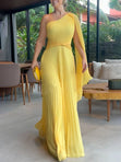 Off-Shoulder Pleated Maxi Dress – Elegant & Flowy 1