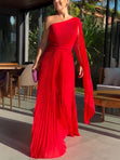 Off-Shoulder Pleated Maxi Dress – Elegant & Flowy 2