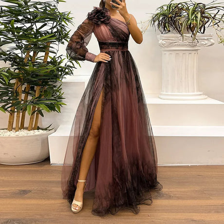 Off-Shoulder Printed Maxi Dress – Elegant & Flowy Style 1