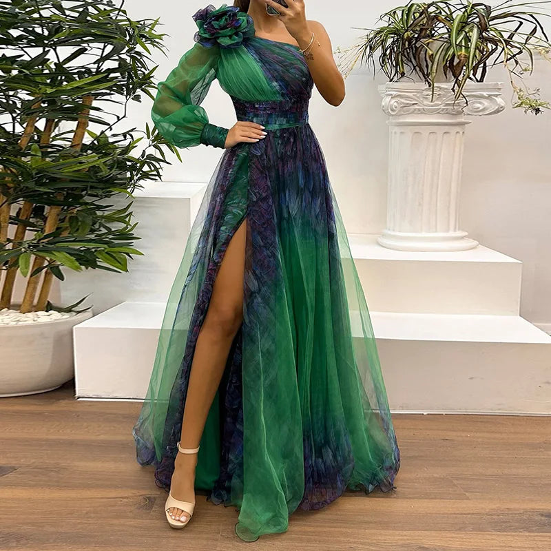 Off-Shoulder Printed Maxi Dress – Elegant & Flowy Style 2