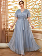 Plus Size Chiffon V-Neck Gown