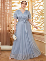 Plus Size Chiffon V-Neck Gown 3