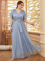 Plus Size Chiffon V-Neck Gown 4