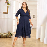 Plus Size Lace Mesh Midi Dress 2