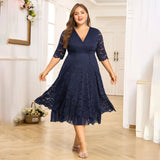 Plus Size Lace Mesh Midi Dress 3