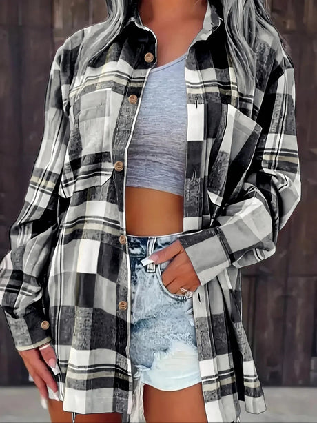 Plus Size Plaid Loose Shirt