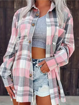 Plus Size Plaid Loose Shirt
