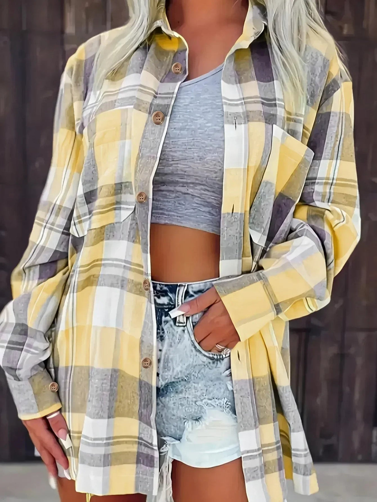 Plus Size Plaid Loose Shirt
