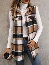 Plus Size Plaid Sleeveless Vest