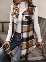 Plus Size Plaid Sleeveless Vest
