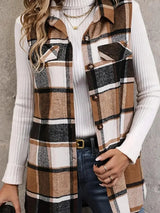 Plus Size Plaid Sleeveless Vest