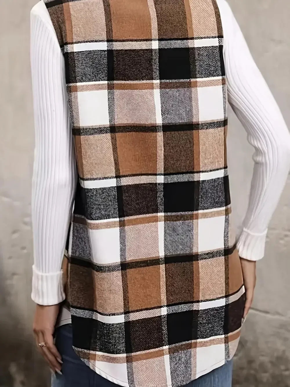 Plus Size Plaid Sleeveless Vest