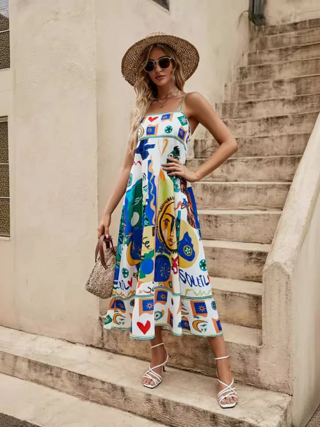 Printed Halter Pocket Dress