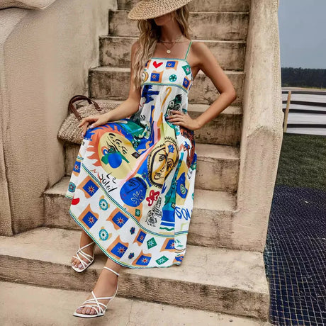 Printed Halter Pocket Dress 1