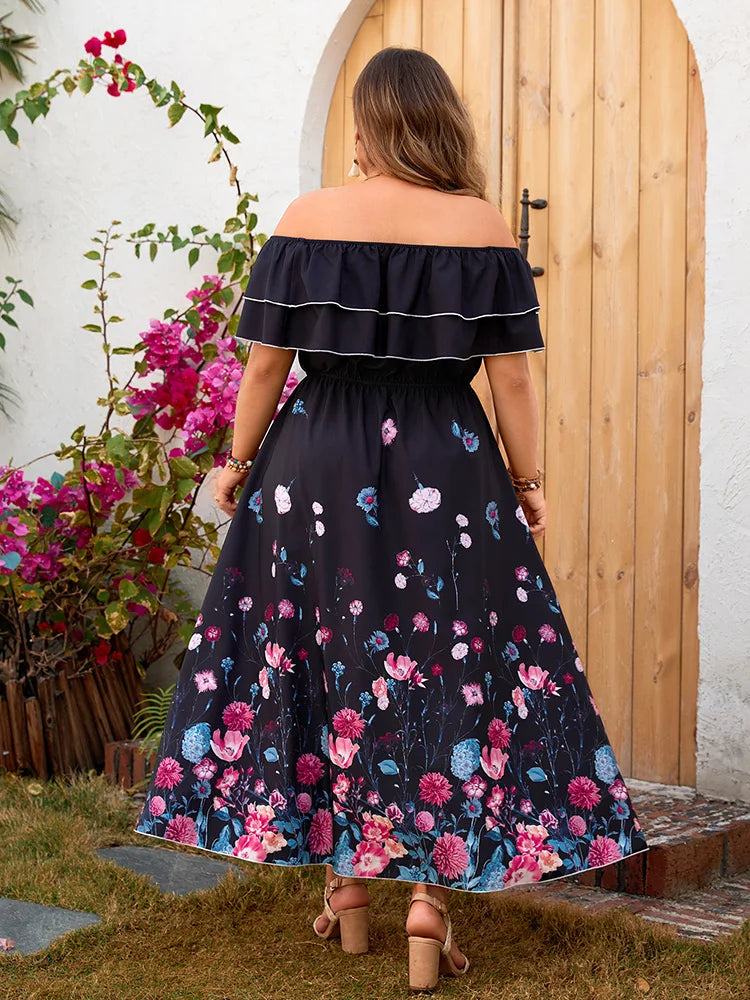 Ruffled Floral Maxi Dress – Plus Size 3