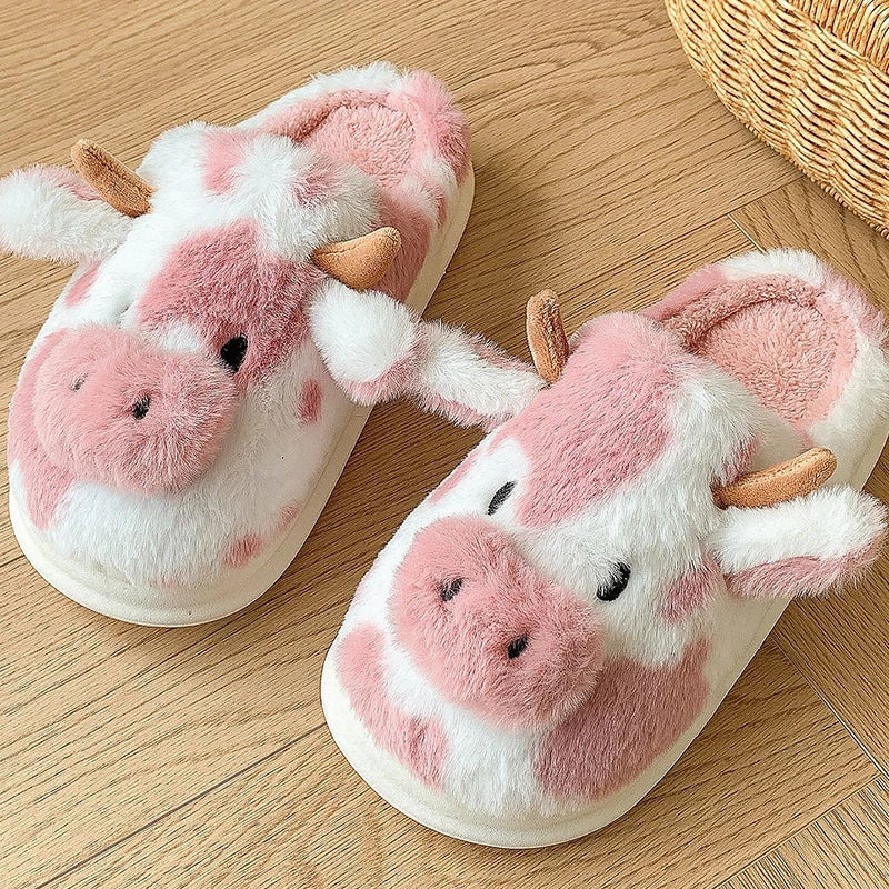 Cow Print Plush Slippers Bianca Australia