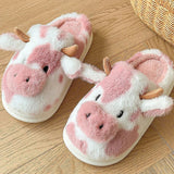 Cow Print Plush Slippers Bianca Australia