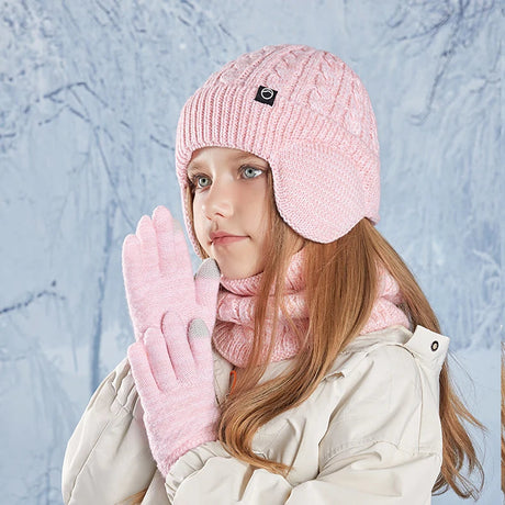 Warm Earflap Beanie Set – Boys & Girls 3-in-1 Bianca Australia