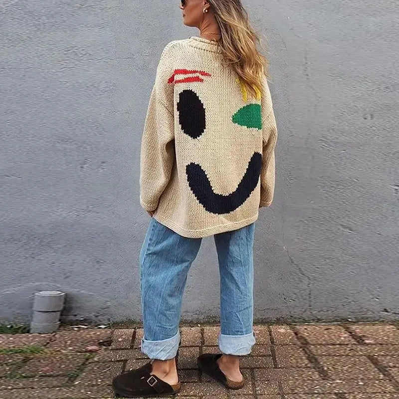 Uma | Boho Smiley Oversized Knit Sweater Bianca Australia