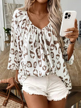 Plus Size Leopard V Neck Blouse