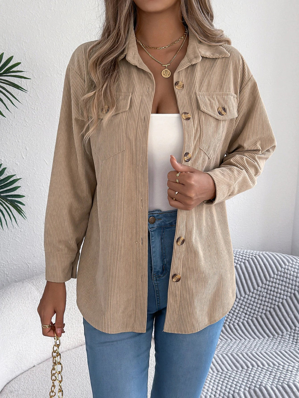 Corduroy Single Breasted Jacket