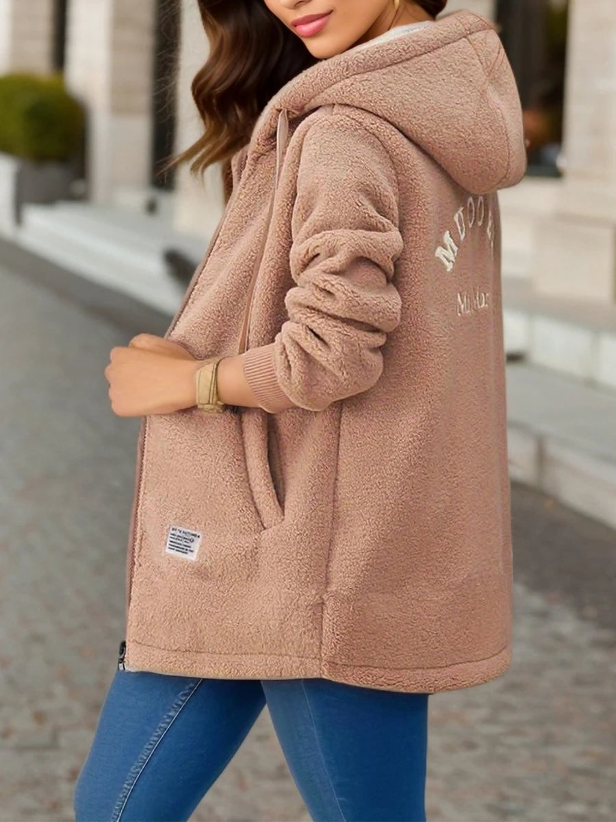 Mira | Fleece-Lined Hoodie Cardigan in Lamb Wool Style Bianca Australia